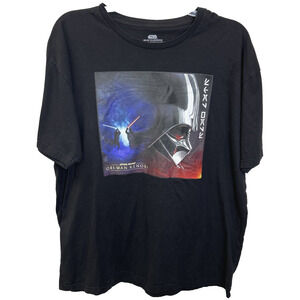 Star Wars Obi-Wan Kenobi/Darth Vader Lightsaber Attack Black Tee Shirt Men's 3XL